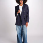 ZINIA blazer doppiopetto in fresco di lana ZINIA COOL WOOL BLU true avenue 
