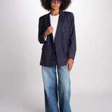 ZINIA blazer doppiopetto in fresco di lana ZINIA COOL WOOL BLU true avenue 