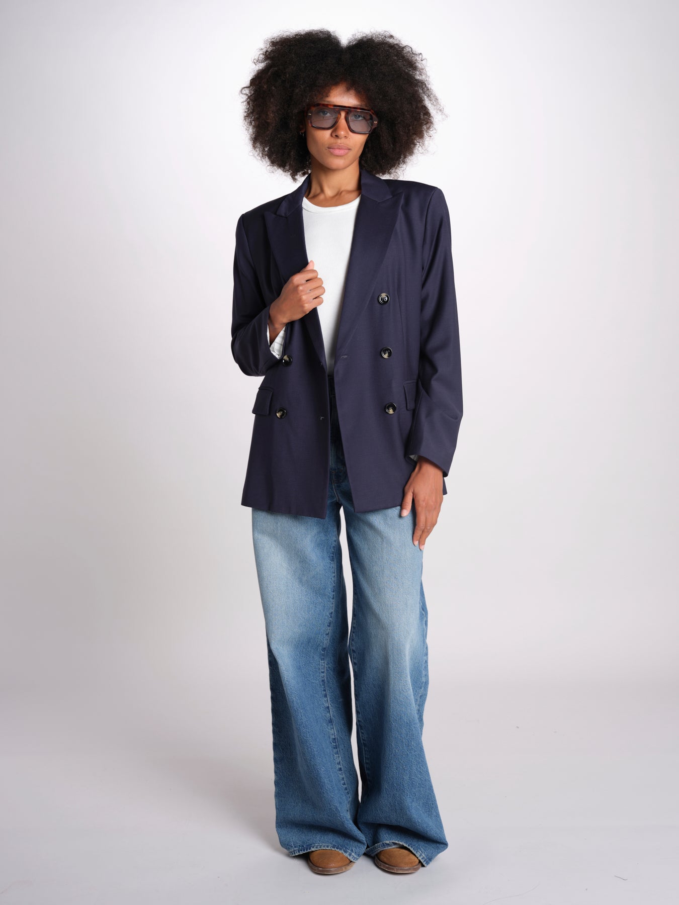 ZINIA blazer doppiopetto in fresco di lana ZINIA COOL WOOL BLU true avenue 