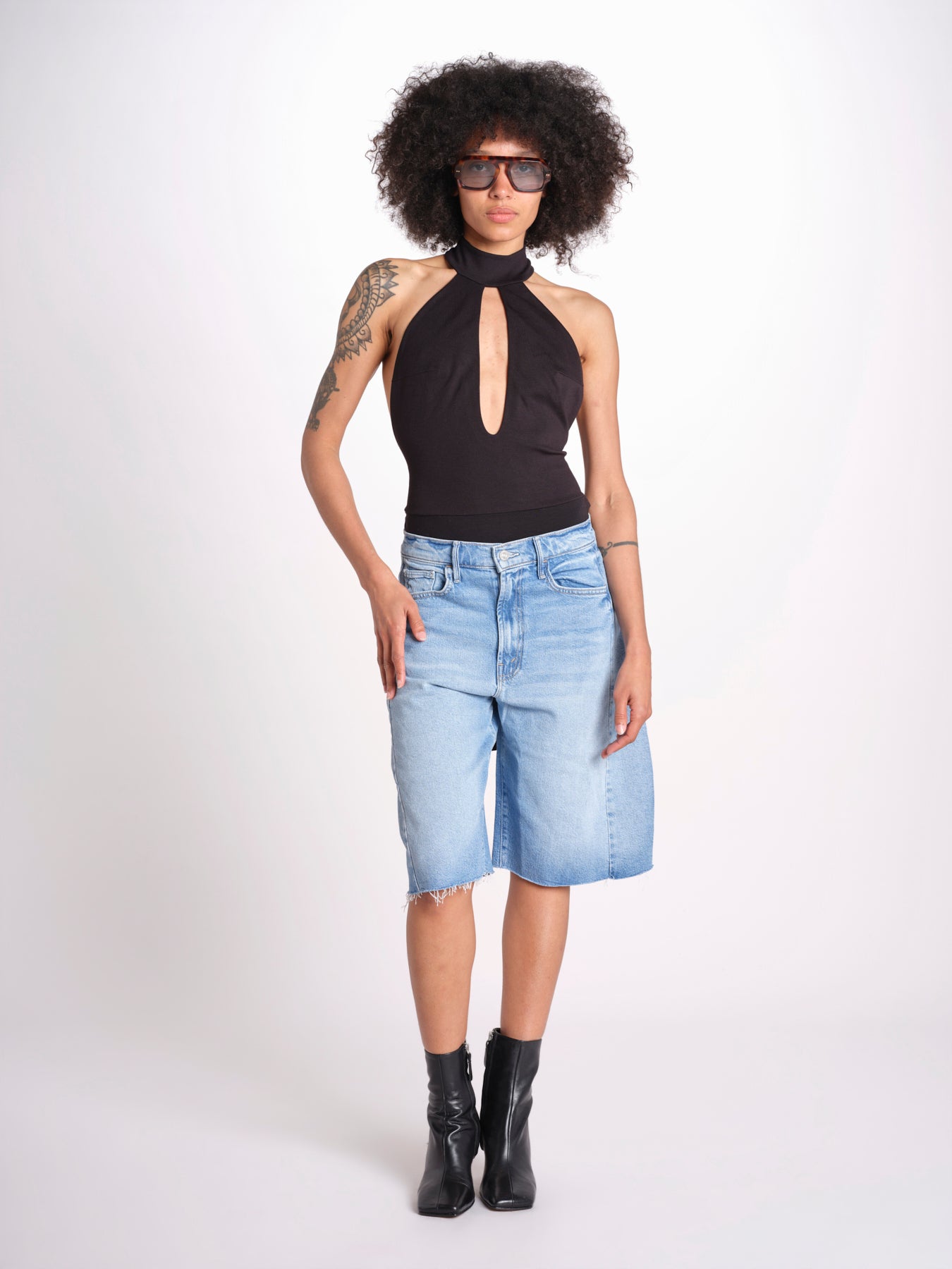 1239 BEAU body con allacciatura dietro e scollo profondo BEAU NERO undress code 
