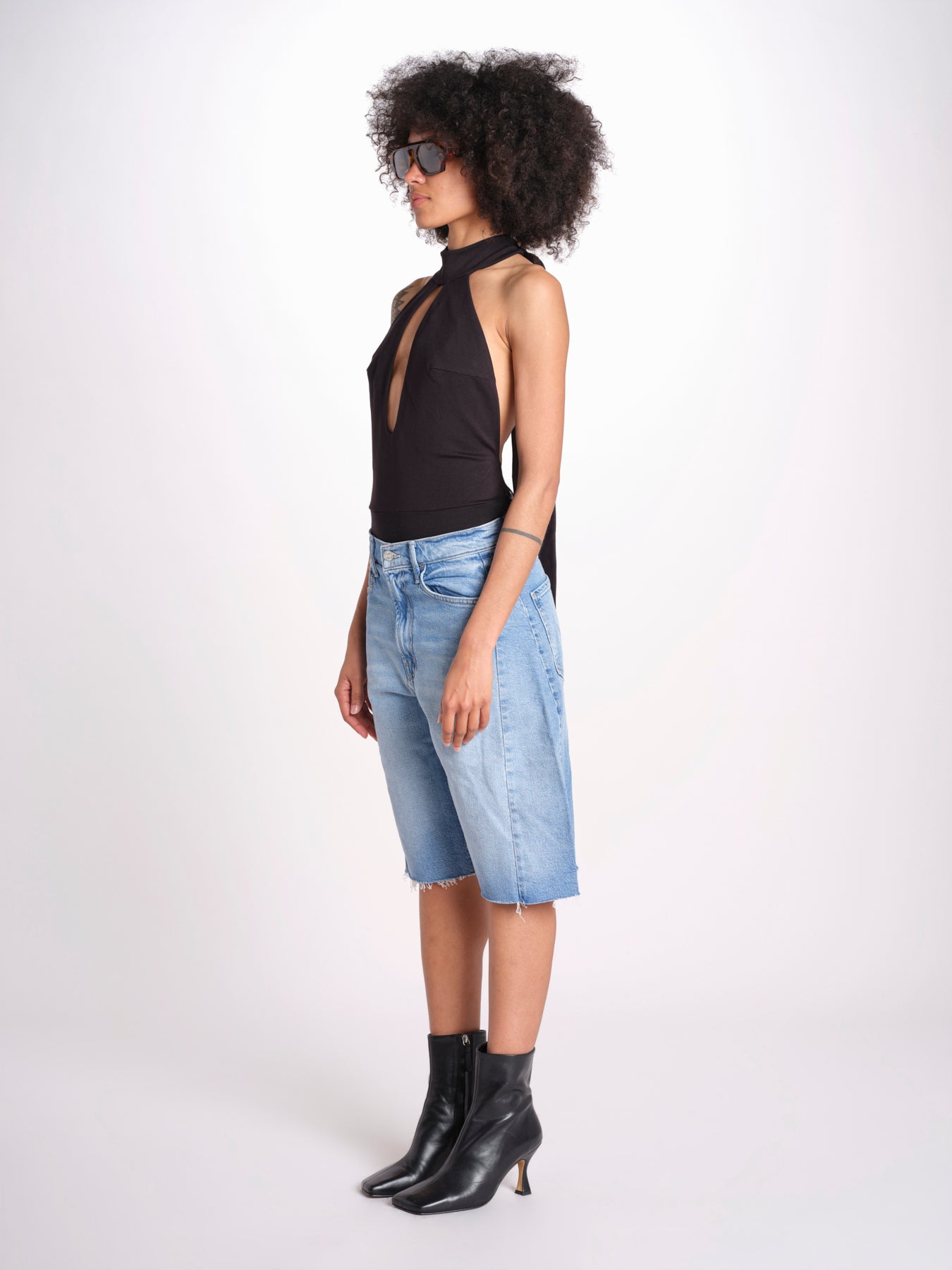 1239 BEAU body con allacciatura dietro e scollo profondo BEAU NERO undress code 