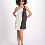 miniabito bicolore in  lino ORCHID NERO undress code 