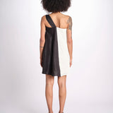 miniabito bicolore in  lino ORCHID NERO undress code 