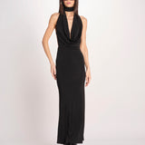 abito lungo con scollo drappeggiato RHAPSODY NERO undress code 