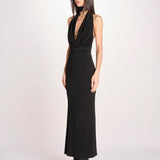 abito lungo con scollo drappeggiato RHAPSODY NERO undress code 