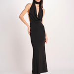 abito lungo con scollo drappeggiato RHAPSODY NERO undress code 