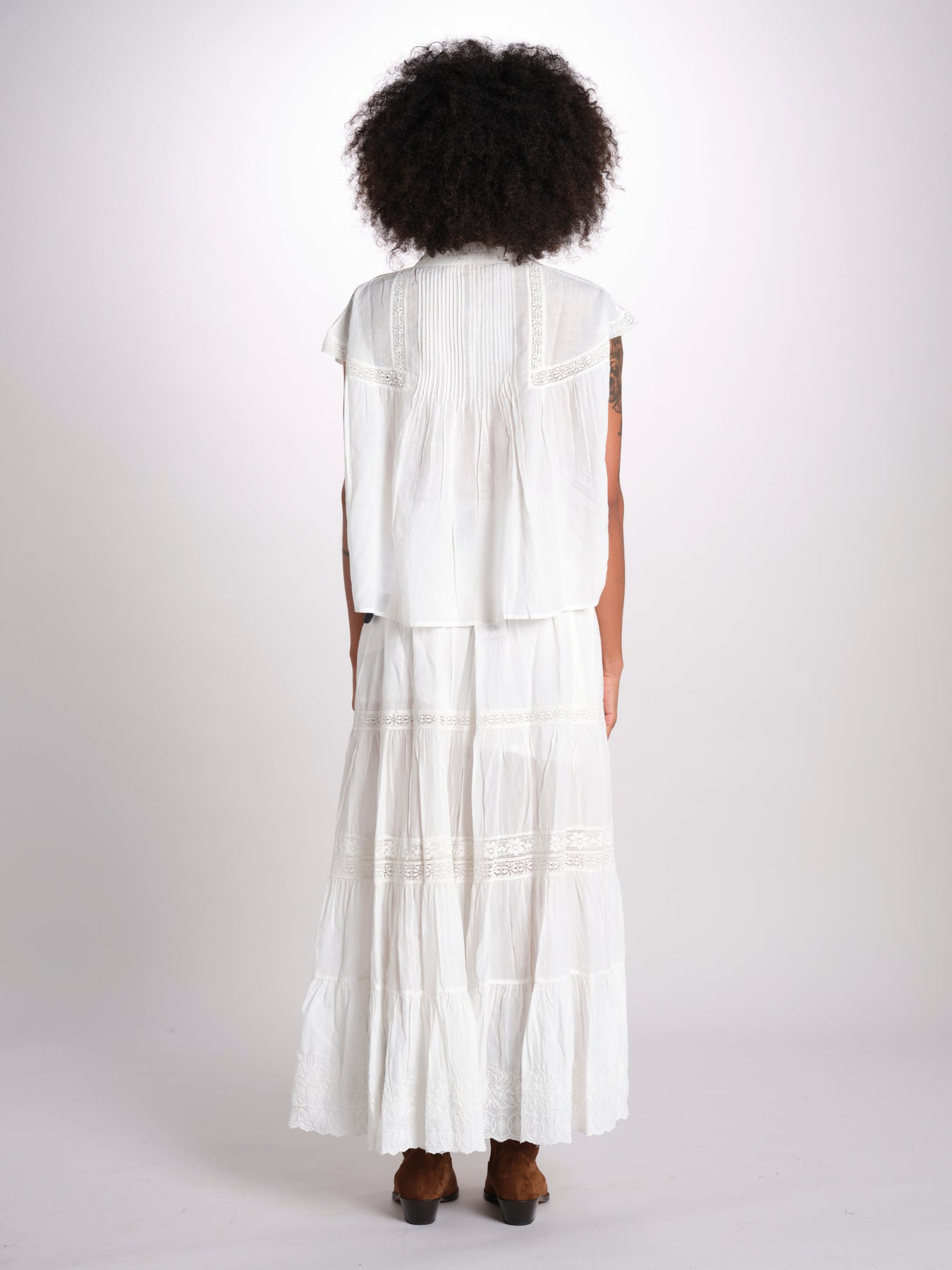 gonna in voille e pizzo CARAVELLE 6EVA53-V07316 BLANC vanessa bruno 
