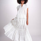 gonna in voille e pizzo CARAVELLE 6EVA53-V07316 BLANC vanessa bruno 