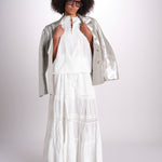 gonna in voille e pizzo CARAVELLE 6EVA53-V07316 BLANC vanessa bruno 