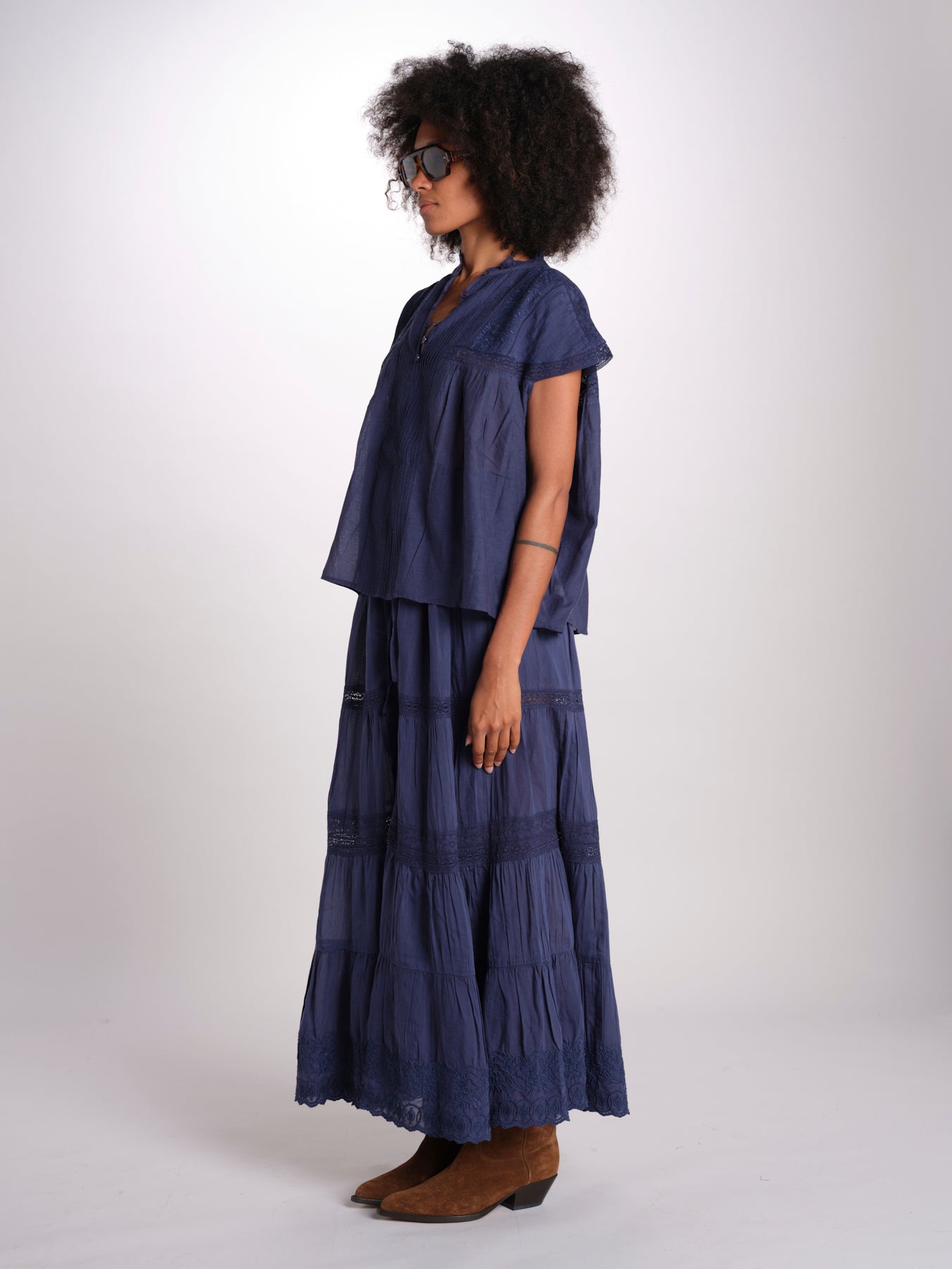 gonna in voille e pizzo CARAVELLE 6EVA53-V07316 ENCRE vanessa bruno 