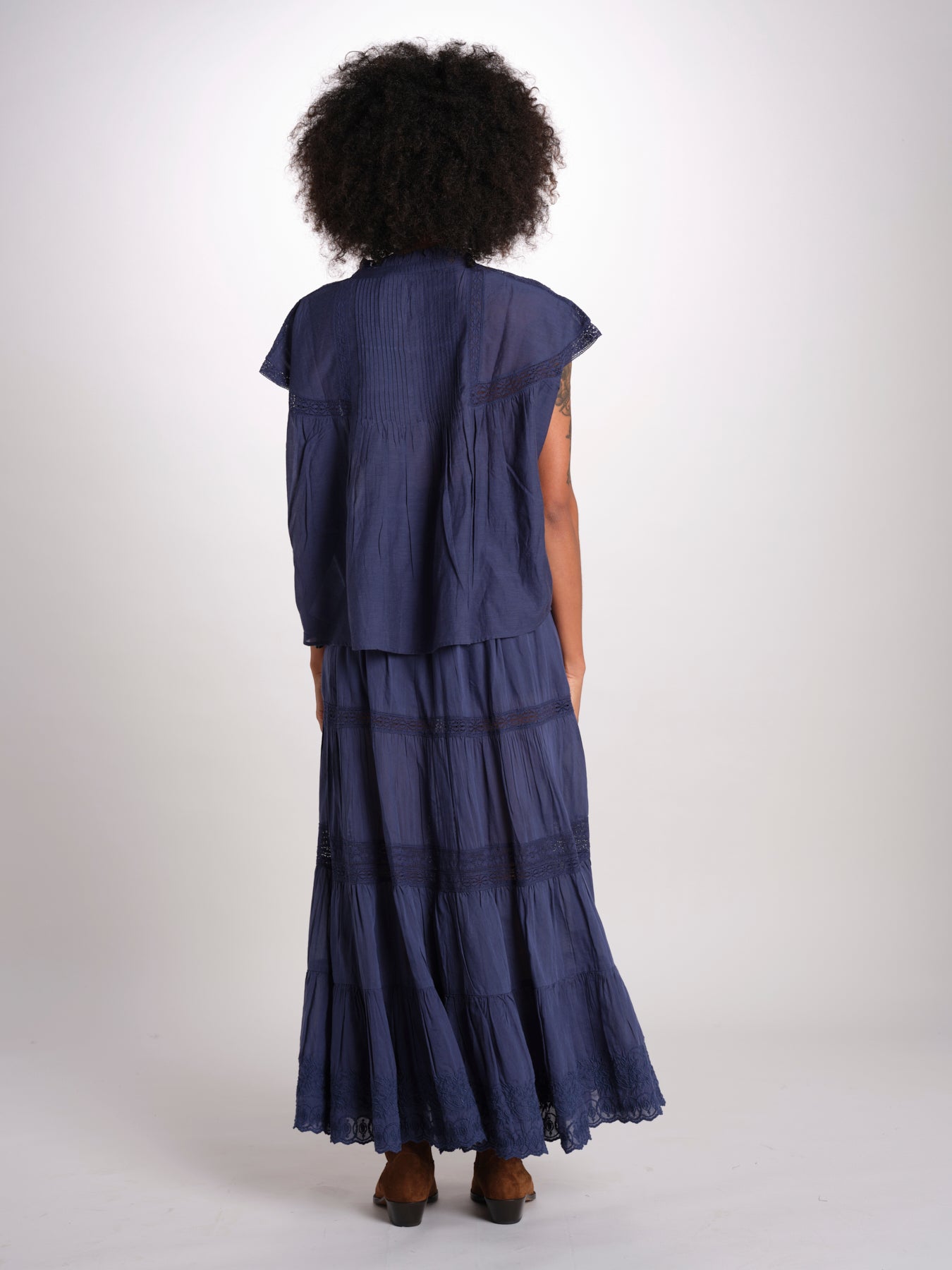 gonna in voille e pizzo CARAVELLE 6EVA53-V07316 ENCRE vanessa bruno 