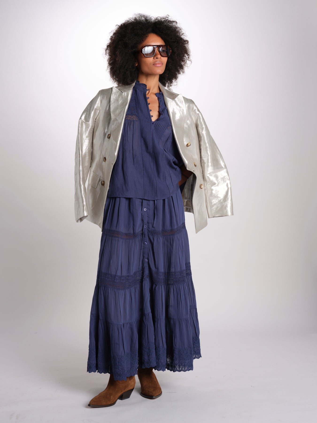 gonna in voille e pizzo CARAVELLE 6EVA53-V07316 ENCRE vanessa bruno 