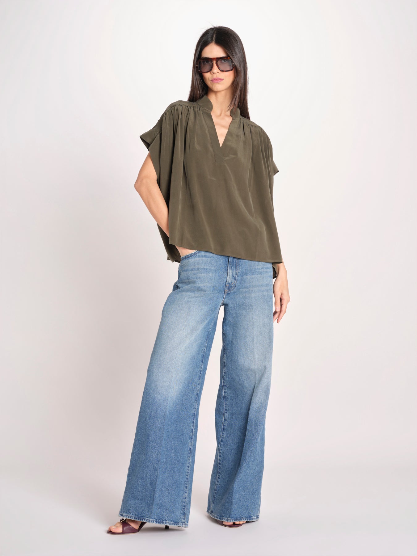 camicia over in seta CORY 4HVA77-V09005 KAKI vanessa bruno 