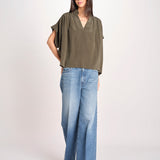 camicia over in seta CORY 4HVA77-V09005 KAKI vanessa bruno 