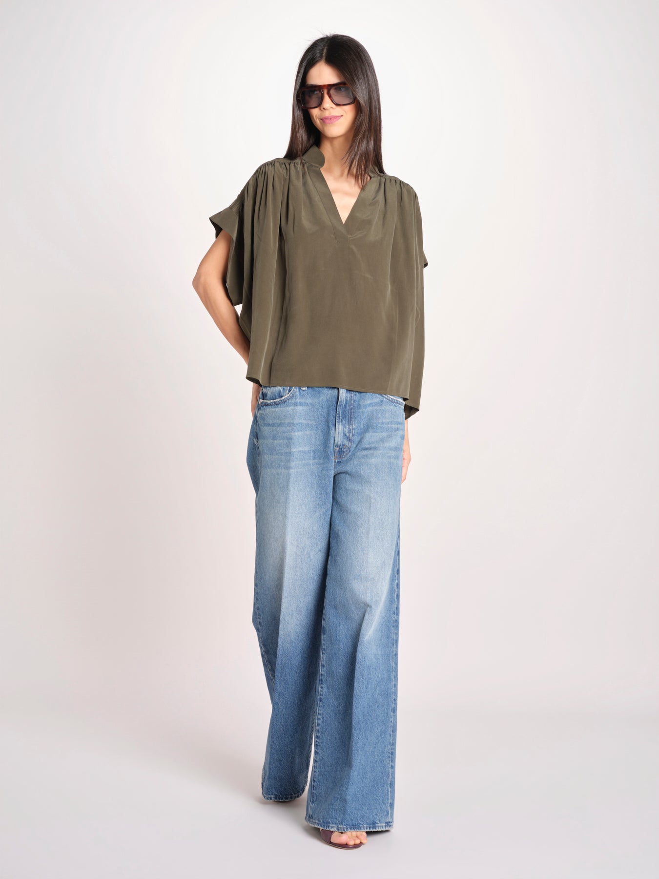 camicia over in seta CORY 4HVA77-V09005 KAKI vanessa bruno 