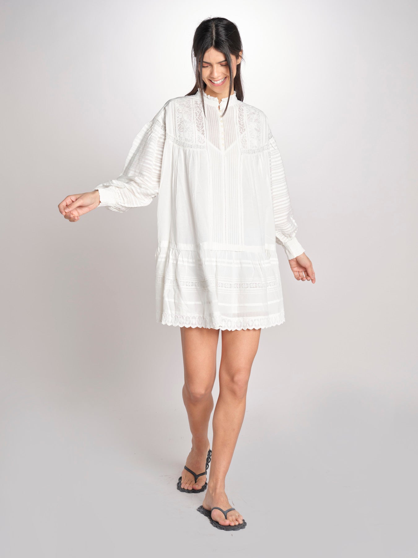 abito con ricami e nervature DIANE  2HVA27-V08718 BLANC vanessa bruno 
