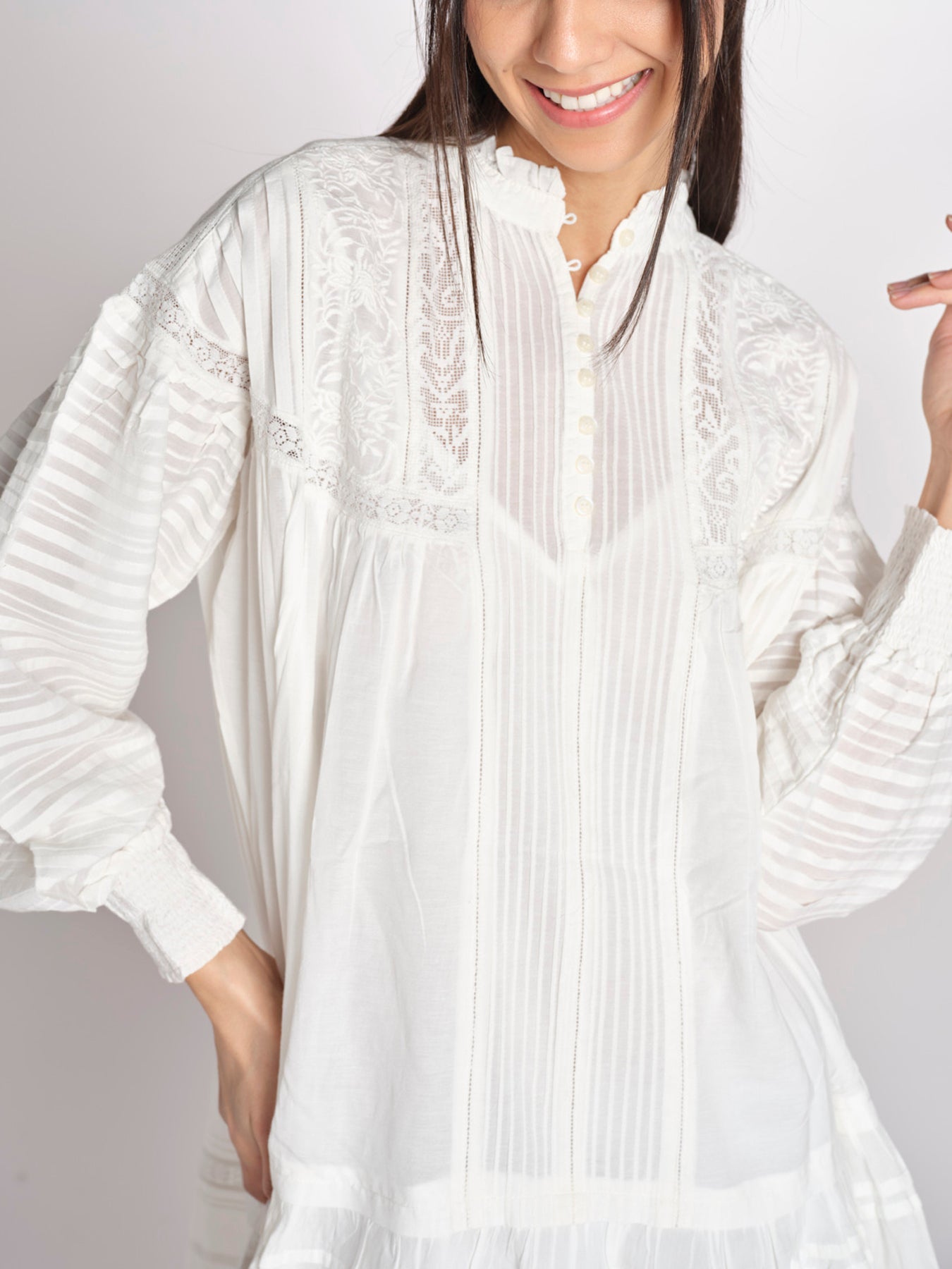 abito con ricami e nervature DIANE  2HVA27-V08718 BLANC vanessa bruno 