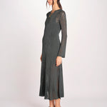 abito lungo con  manica lunga in maglia EZILDA 5EVC18-V08607 VERT BOUTEILLE vanessa bruno 
