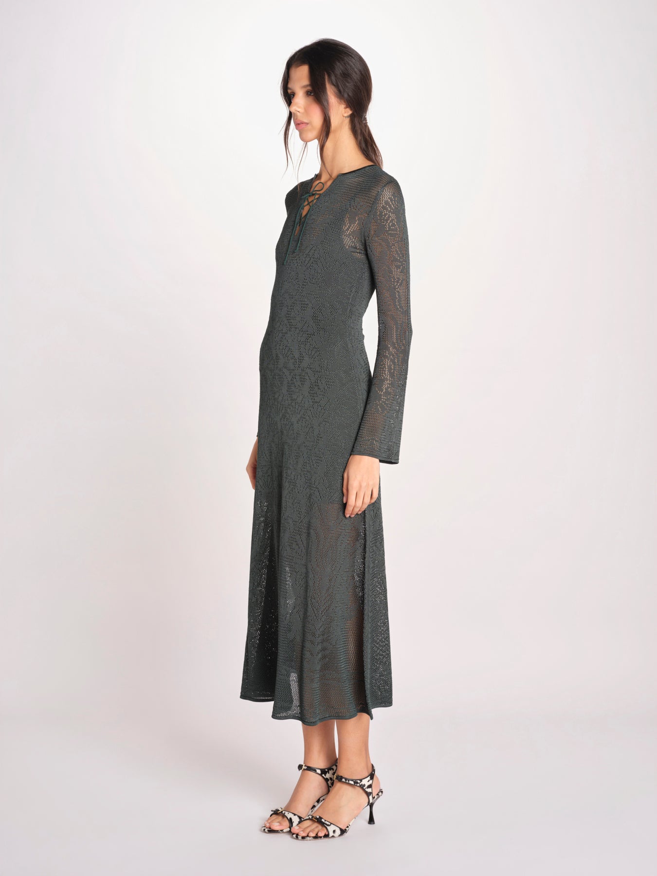 abito lungo con  manica lunga in maglia EZILDA 5EVC18-V08607 VERT BOUTEILLE vanessa bruno 