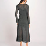 abito lungo con  manica lunga in maglia EZILDA 5EVC18-V08607 VERT BOUTEILLE vanessa bruno 