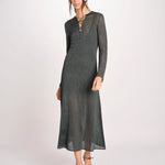 abito lungo con  manica lunga in maglia EZILDA 5EVC18-V08607 VERT BOUTEILLE vanessa bruno 