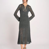 abito lungo con  manica lunga in maglia EZILDA 5EVC18-V08607 VERT BOUTEILLE vanessa bruno 