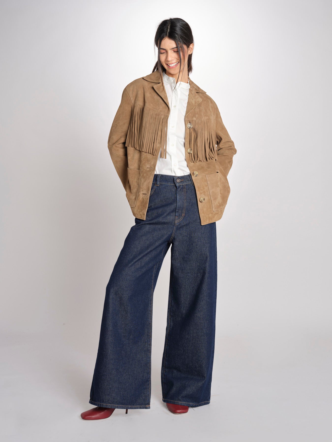 Giacca con frange GALEN 6EVH01-V03748 ARGILE vanessa bruno 