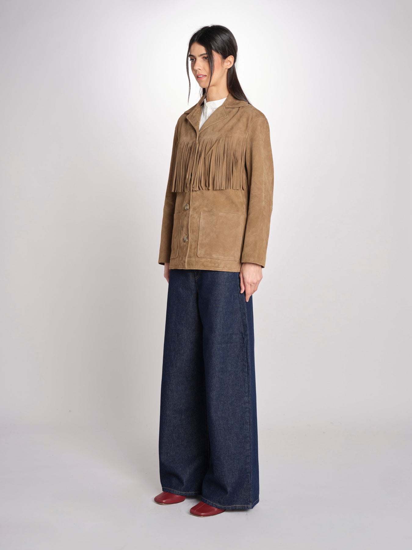 Giacca con frange GALEN 6EVH01-V03748 ARGILE vanessa bruno 