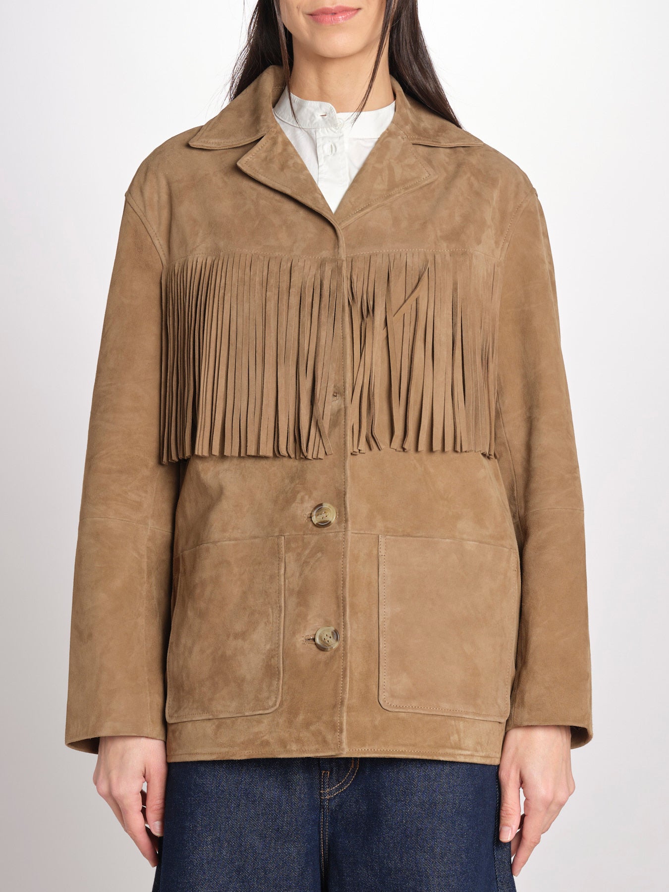Giacca con frange GALEN 6EVH01-V03748 ARGILE vanessa bruno 
