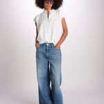 camicia in voille e pizzo con maniche corte GANU 6EVA53-V09890 BLANC vanessa bruno 