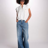 camicia in voille e pizzo con maniche corte GANU 6EVA53-V09890 BLANC vanessa bruno 