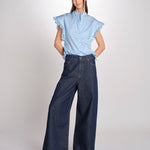 Camicia intarsio maniche alette GIFTY 6EVA04-V09857 AZUR vanessa bruno 