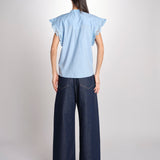 Camicia intarsio maniche alette GIFTY 6EVA04-V09857 AZUR vanessa bruno 