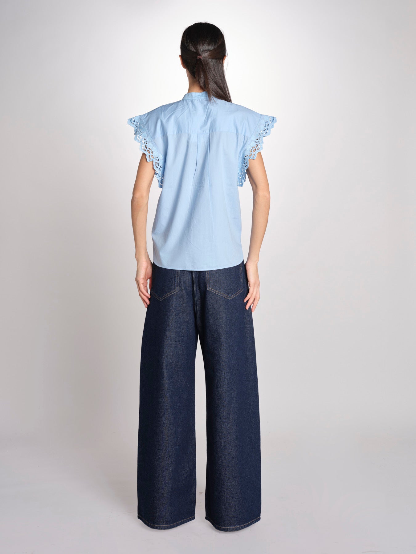 Camicia intarsio maniche alette GIFTY 6EVA04-V09857 AZUR vanessa bruno 