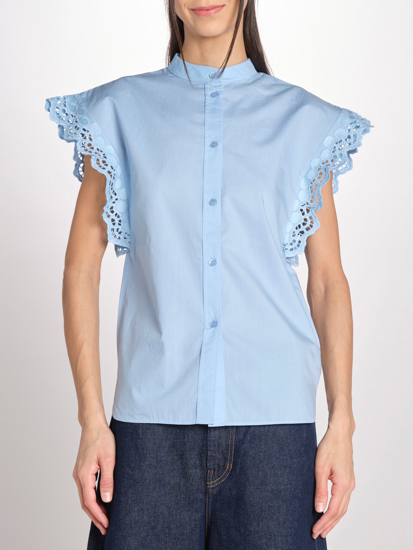 Camicia intarsio maniche alette GIFTY 6EVA04-V09857 AZUR vanessa bruno 
