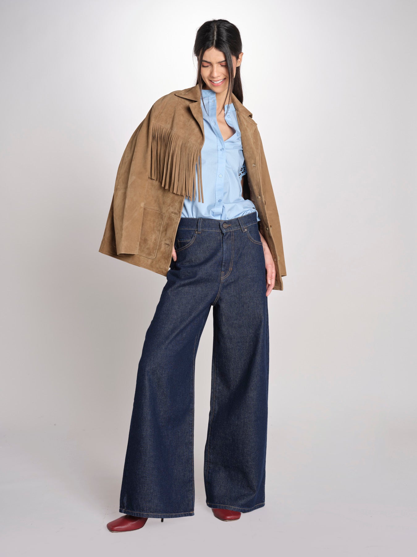 Camicia intarsio maniche alette GIFTY 6EVA04-V09857 AZUR vanessa bruno 
