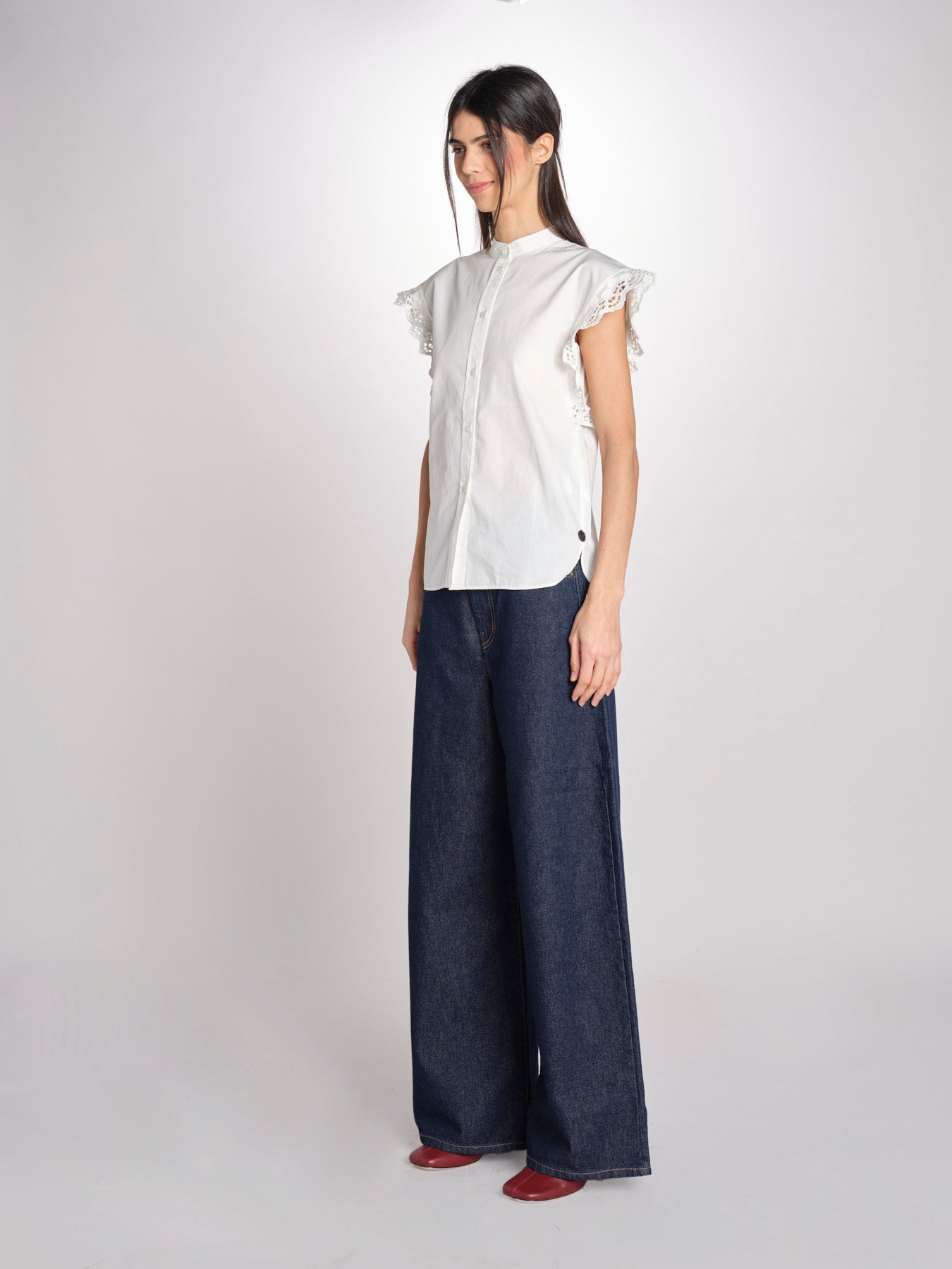 Camicia intarsio maniche alette GIFTY 6EVA04-V09857 ECRU vanessa bruno 