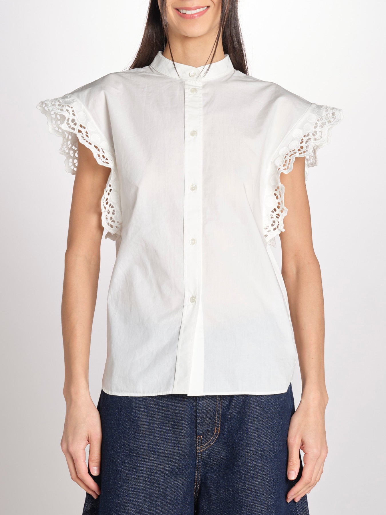 Camicia intarsio maniche alette GIFTY 6EVA04-V09857 ECRU vanessa bruno 