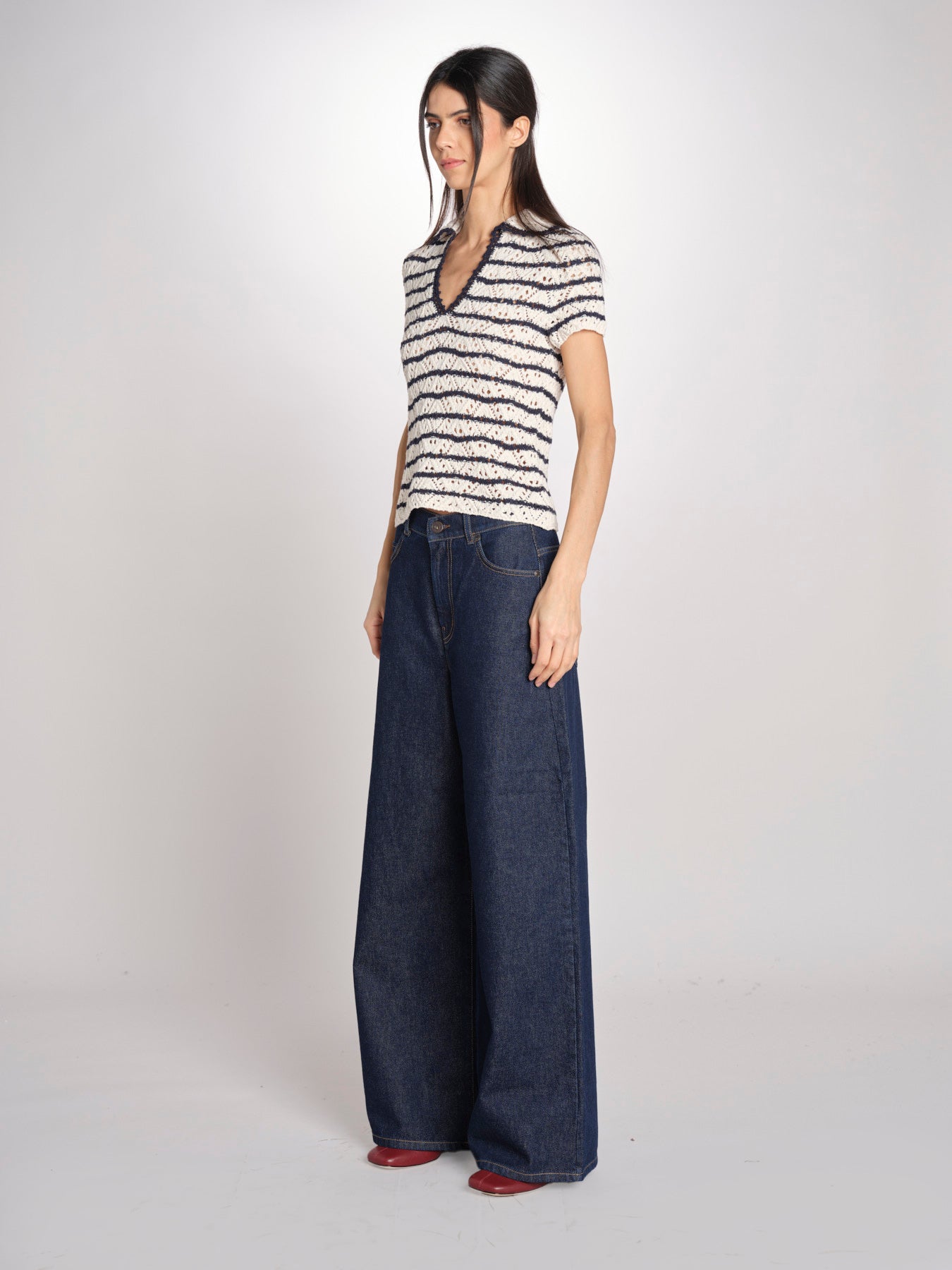 Top crochet GILLIS 5evc10-V15852 ECRU MARINE vanessa bruno 