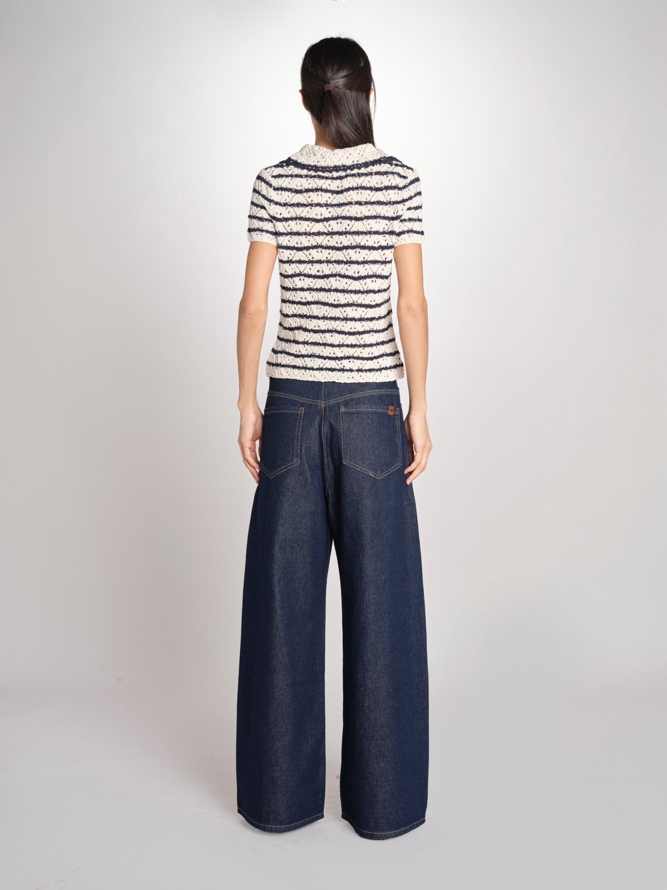 Top crochet GILLIS 5evc10-V15852 ECRU MARINE vanessa bruno 