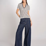 Top crochet GILLIS 5evc10-V15852 ECRU MARINE vanessa bruno 