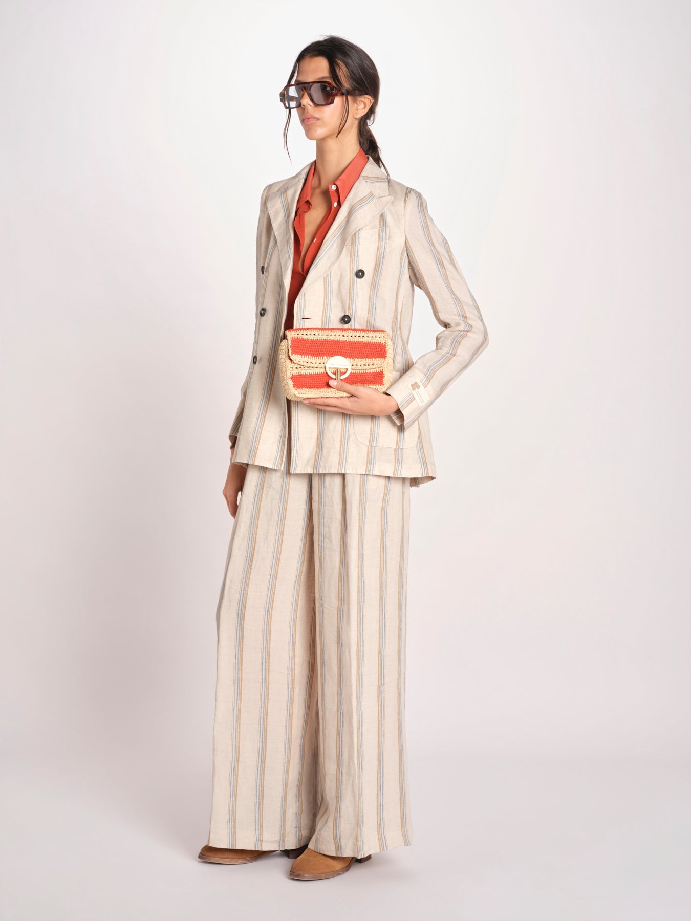 clucth a righe in paglia MOON MOYEN 6EVE23-V40533 BRIQUE vanessa bruno 