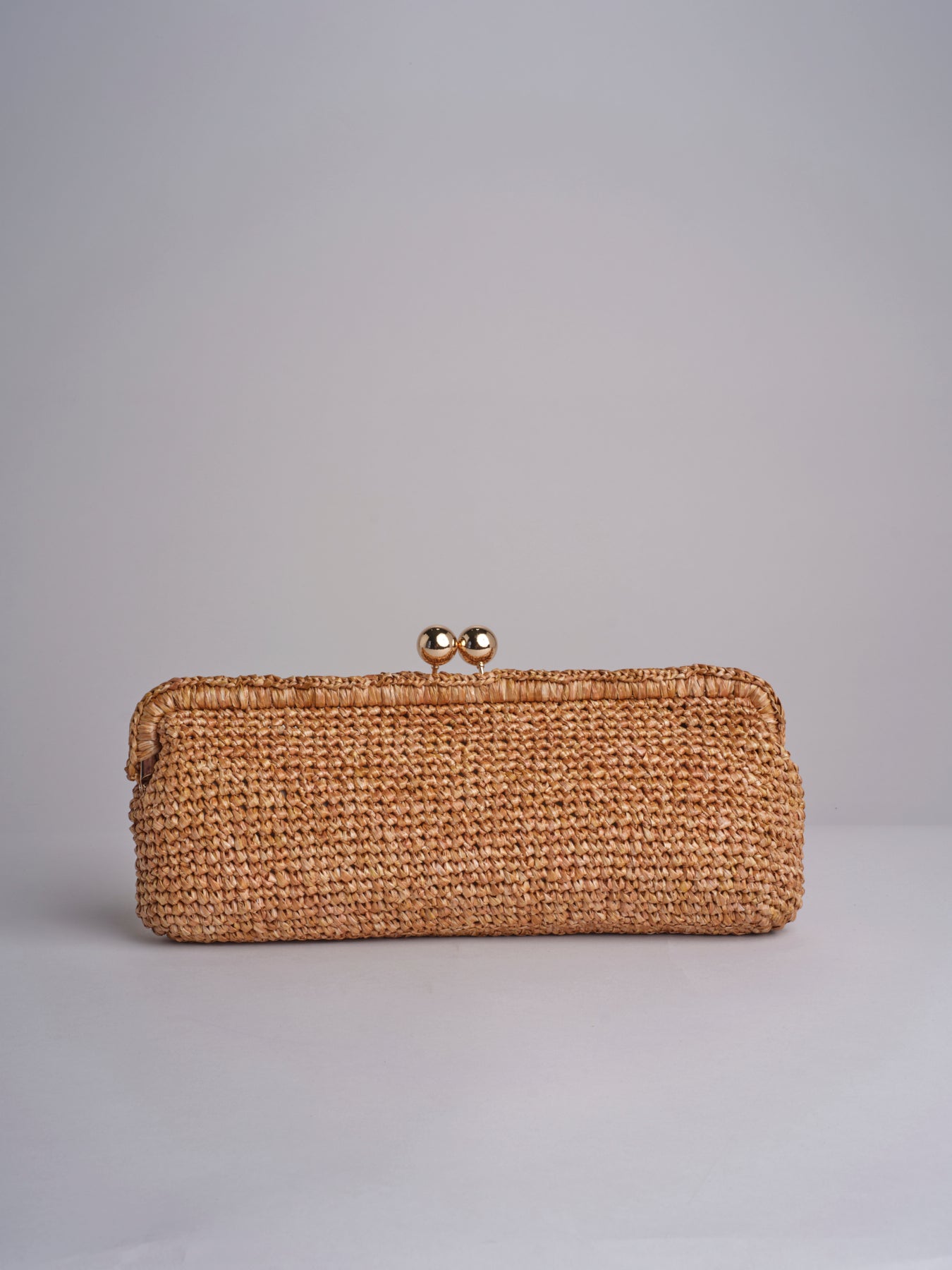 clutch lunga in paglia CORA CROCHET W01 BRUCIATO via mail bag 