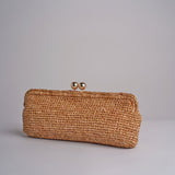 clutch lunga in paglia CORA CROCHET W01 BRUCIATO via mail bag 