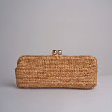 clutch lunga in paglia CORA CROCHET W01 BRUCIATO via mail bag 