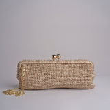 clutch lunga in paglia CORA CROCHET W04 SABBIA via mail bag 