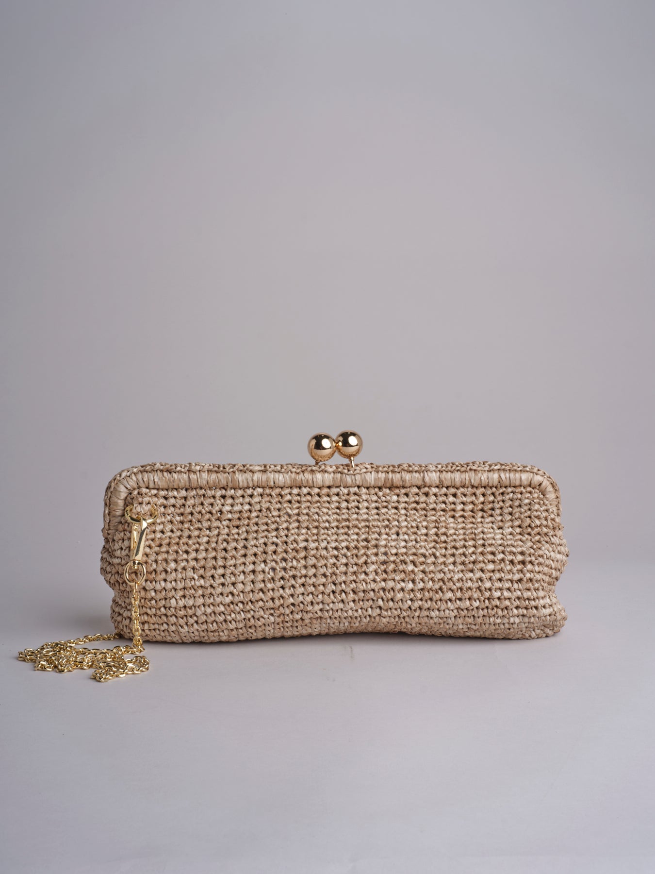 clutch lunga in paglia CORA CROCHET W04 SABBIA via mail bag 