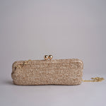 clutch lunga in paglia CORA CROCHET W04 SABBIA via mail bag 