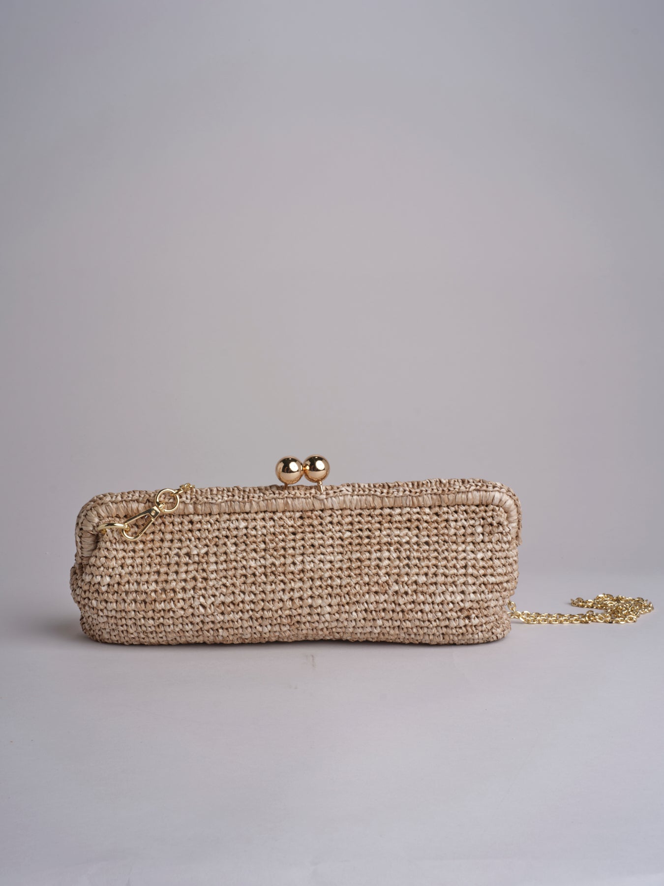 clutch lunga in paglia CORA CROCHET W04 SABBIA via mail bag 