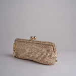 clutch lunga in paglia CORA CROCHET W04 SABBIA via mail bag 